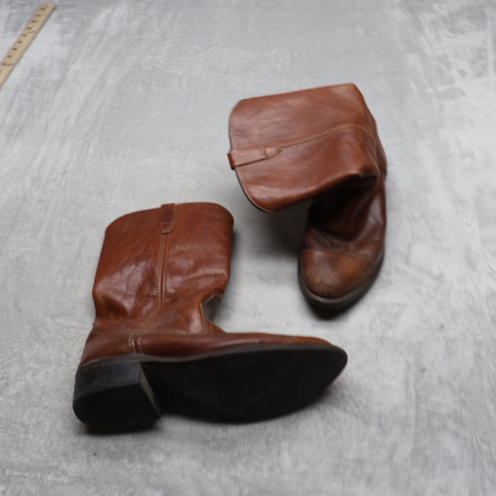 Vulcan Mens 10.5EW Western Boots Brown Leather Pull On Cowboy Riding 9096 VTG